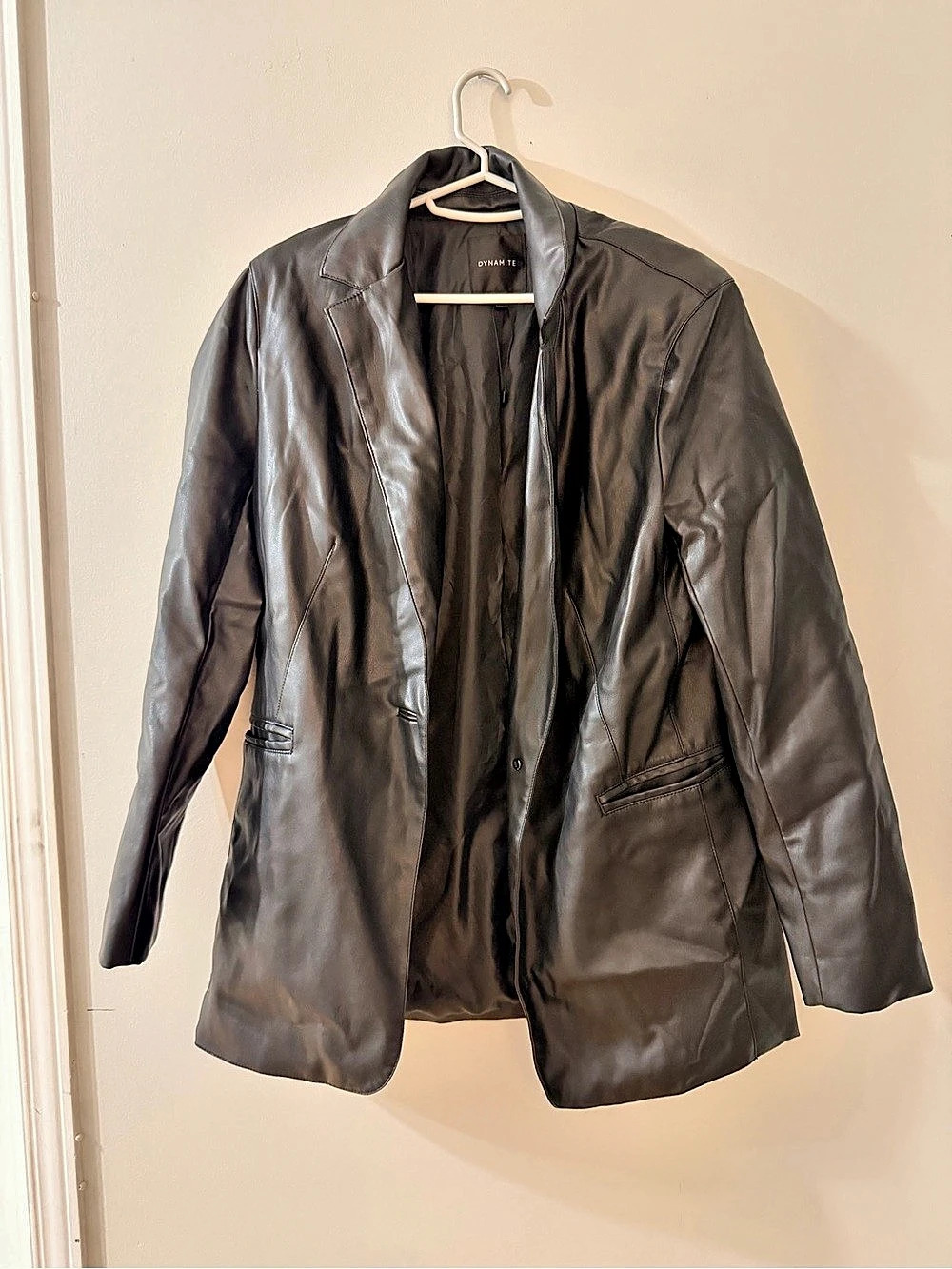 Dynamite Faux Leather Blazer Black Size Medium